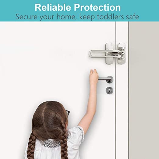 Easy to Install Door Latch Device Door Lock for Home Security 2-Pack Aluminum 