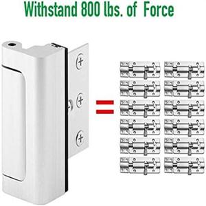 Withstand 800 lbs Alamic Home Security Door Lock Childproof Door Reinforcement Lock for Inward Swinging Door Door Reinforcement Lock of Force Silver