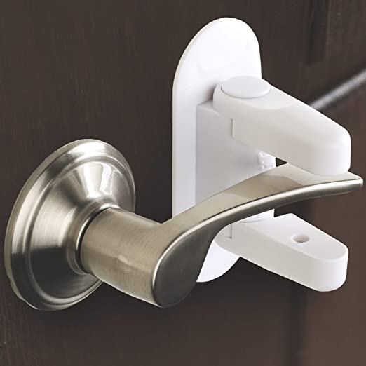 4 Packs Child Proof Door Lever Handle Lock & Door Locks for Kids Baby Safety Prevent Kids from Opening Door No Screw Tools Needed Easy Installation Lock Upgraded Door Lever Locks Child Safety 